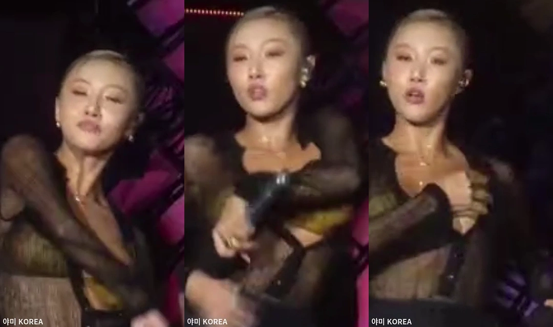 콘서트 도중 격렬한 안무로 벗겨진 상의 마마무 화사