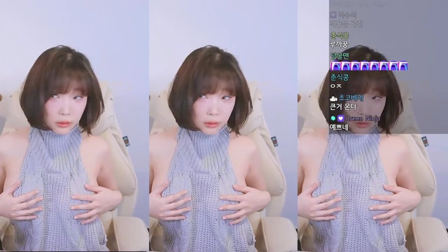 노브라 홀터넥 옆가슴 덜렁이며