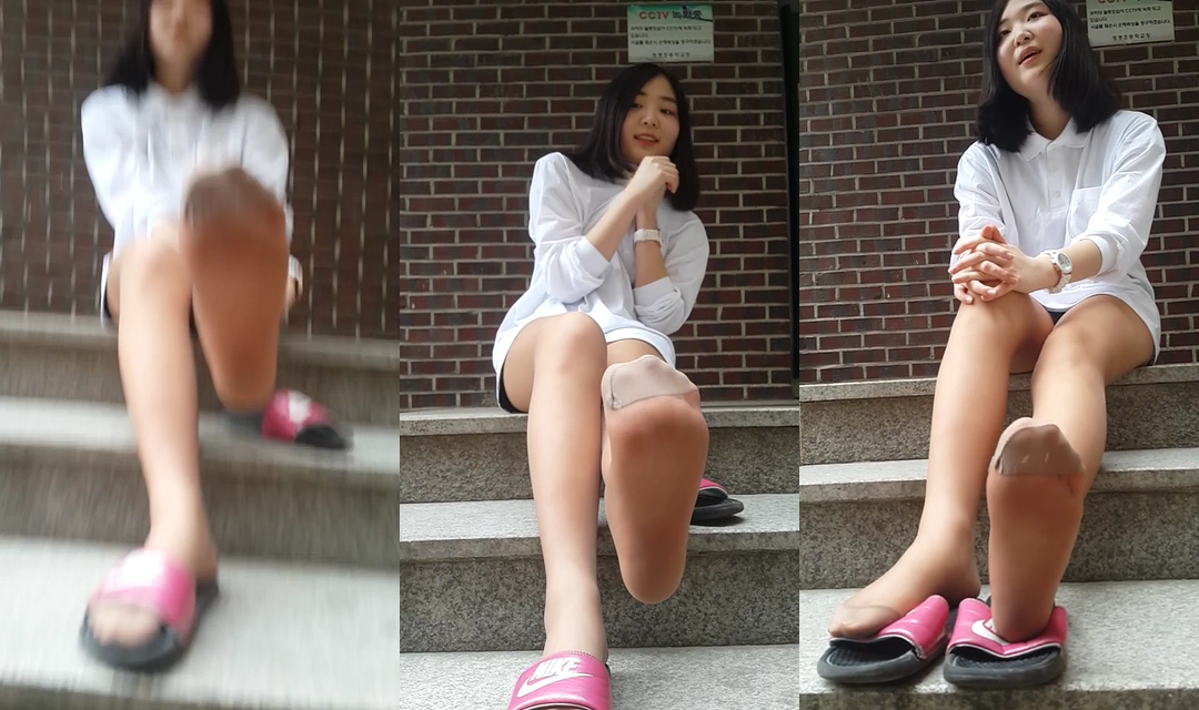 기숙사 앞에서 섭외한 스타킹녀